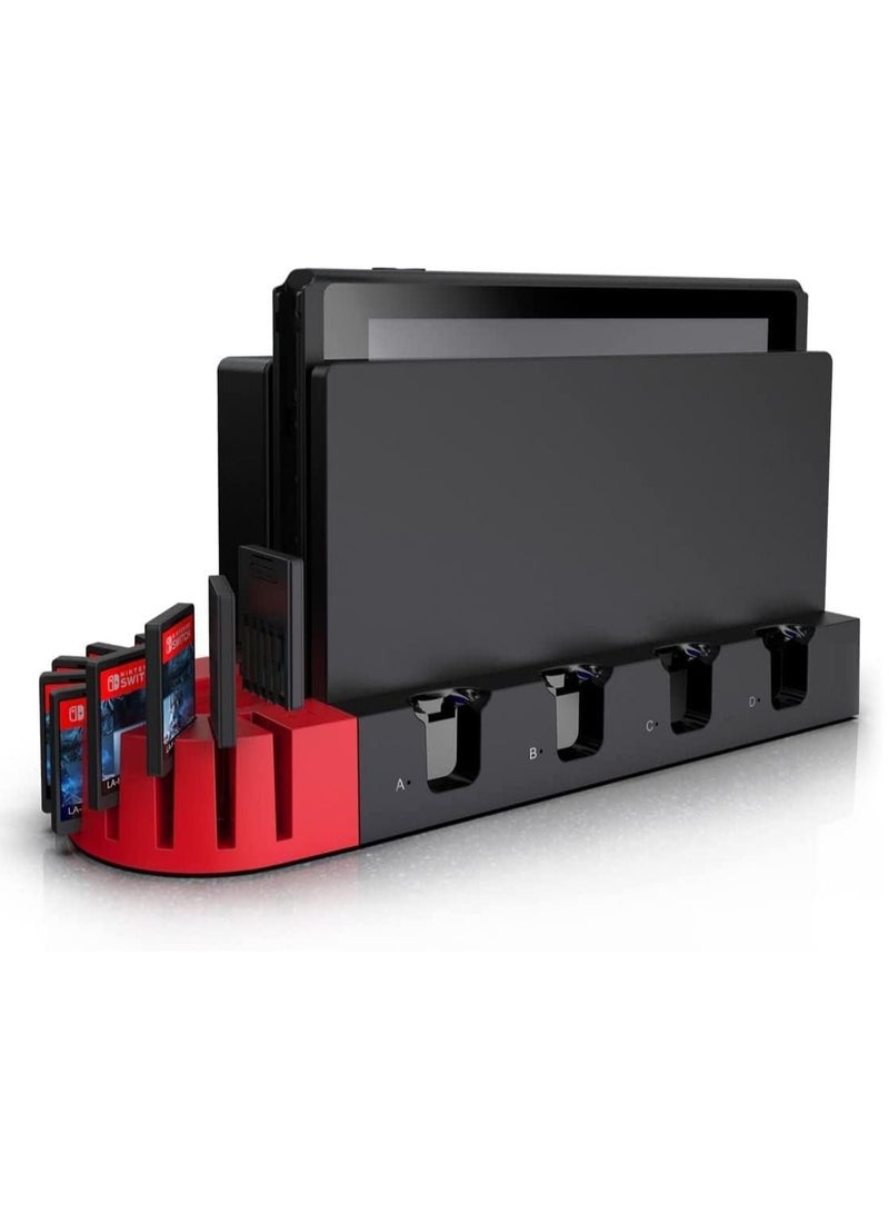 Charging Dock for Nintendo Switch Joy-Con Controller, Quick Charge with 9 Game Card Storage Slots, Powered by Original Dock, Compatible Joycon