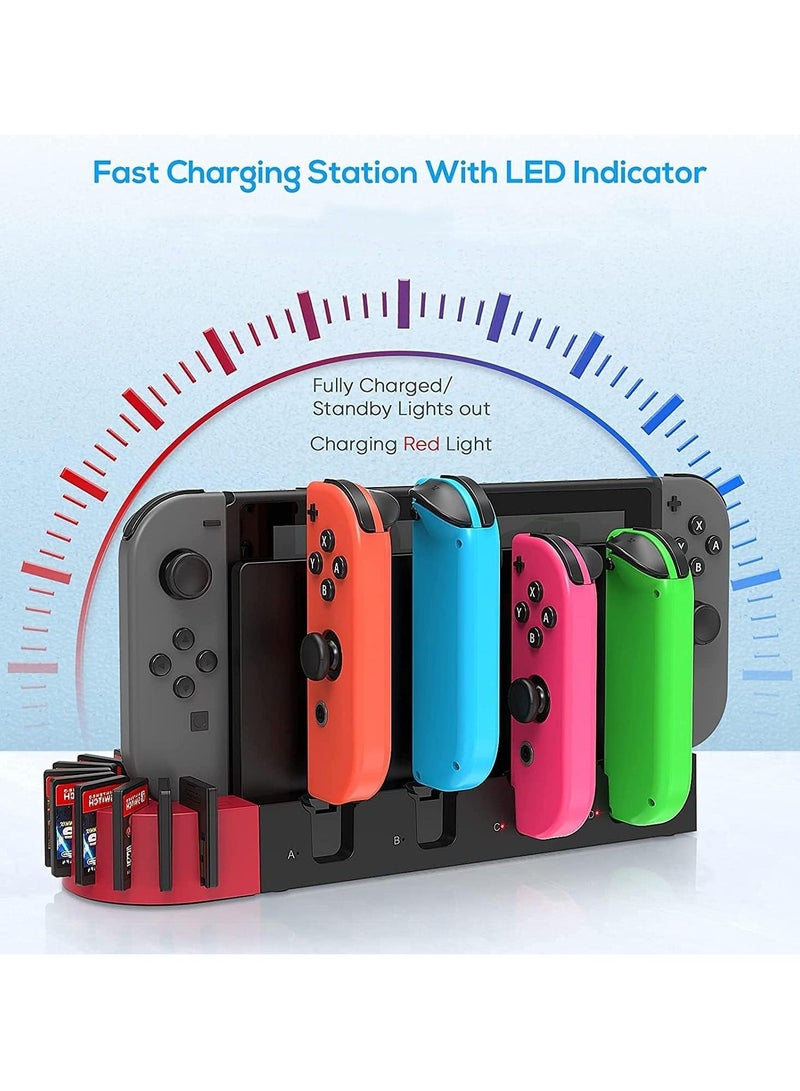 Charging Dock for Nintendo Switch Joy-Con Controller, Quick Charge with 9 Game Card Storage Slots, Powered by Original Dock, Compatible Joycon