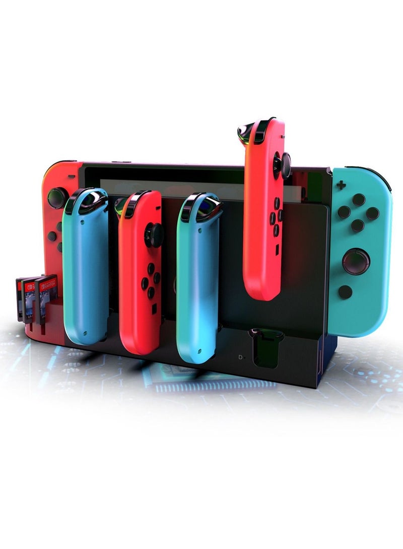 Charging Dock for Nintendo Switch Joy-Con Controller, Quick Charge with 9 Game Card Storage Slots, Powered by Original Dock, Compatible Joycon