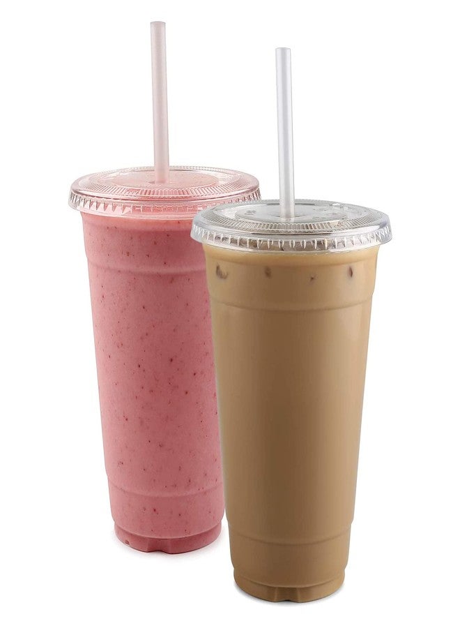 TashiBox Plastic Cups with Flat Lids 100 Sets 16 oz, Clear Crystal drink cups with lids - Image 2