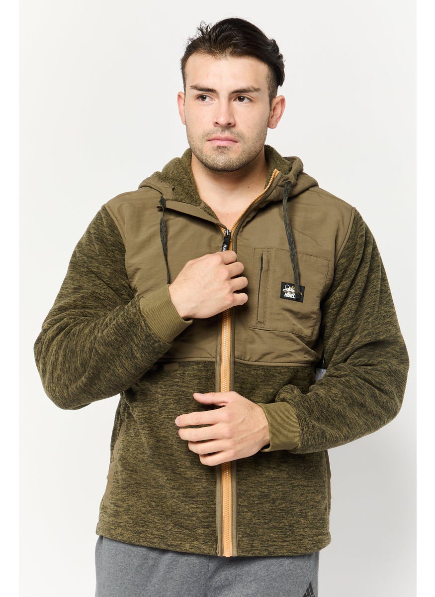 Hurley Men Sportswear Fit Long Sleeve Outdoor Hooded Jacket, Olive  - Image 1