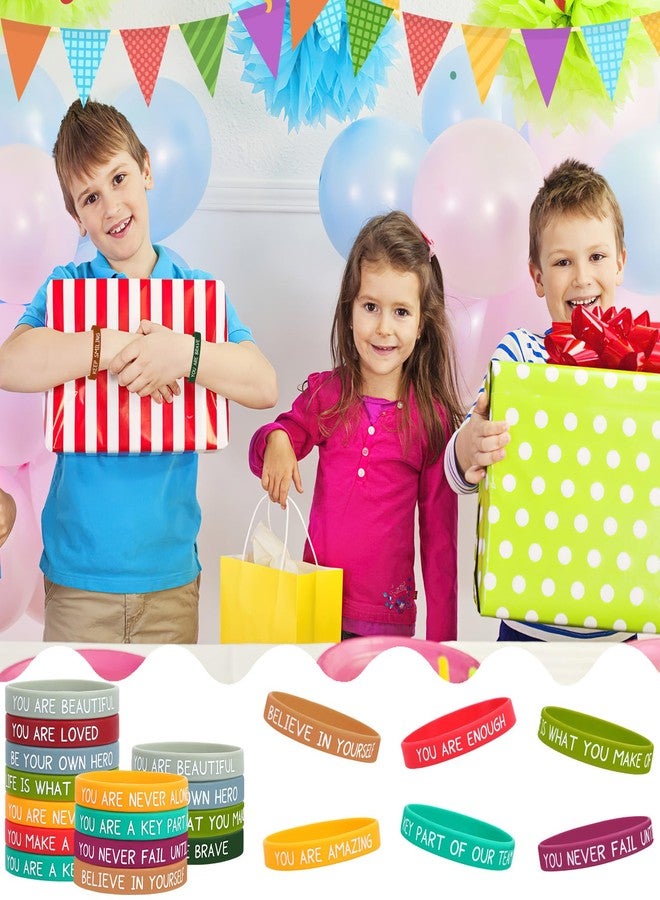JUNEBRUSHS أساور سيليكون ملهمة 64 قطعة من JUNEBRUSHS ملونة تحفيزية هدايا جوائز للطلاب والمعلمين والمكاتب، لوازم حفلات العودة إلى المدرسة - Image 5