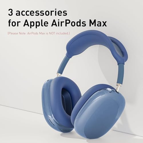 MOLOPPO Case Cover for AirPods Max Headphones, Silicone Ear Pad/Headband Cover/Clear Soft TPU Ear Cups, [3 in 1] Accessories Protector for Apple for AirPod Max (2024/2020),Blue - Image 2
