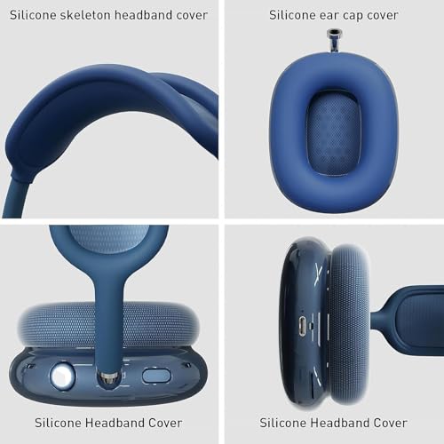 MOLOPPO Case Cover for AirPods Max Headphones, Silicone Ear Pad/Headband Cover/Clear Soft TPU Ear Cups, [3 in 1] Accessories Protector for Apple for AirPod Max (2024/2020),Blue - Image 5
