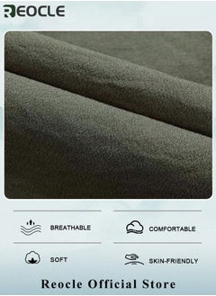 REOCLE Men's 2 Piece Cotton Linen Set Summer Outfits Short Sleeve Button Down Shirts Stretch Long Pant Casual Breathable Set  - Image 3