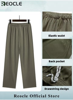 REOCLE Men's 2 Piece Cotton Linen Set Summer Outfits Short Sleeve Button Down Shirts Stretch Long Pant Casual Breathable Set  - Image 5