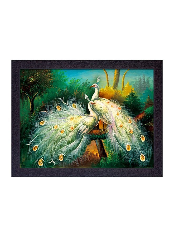 Masstone Peacock Modern Art UV Matt Textured Effect Framed HD Digital Reprint, Wall Art Painting for Decor Home/Office/Bedroom/Living Room Wall (Multicolor, 35X28 CM), Pack of 1 - Image 1