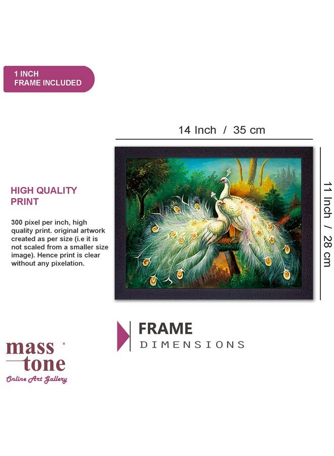 Masstone Peacock Modern Art UV Matt Textured Effect Framed HD Digital Reprint, Wall Art Painting for Decor Home/Office/Bedroom/Living Room Wall (Multicolor, 35X28 CM), Pack of 1 - Image 2