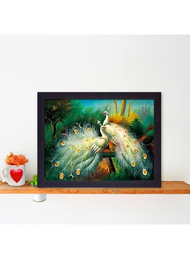 Masstone Peacock Modern Art UV Matt Textured Effect Framed HD Digital Reprint, Wall Art Painting for Decor Home/Office/Bedroom/Living Room Wall (Multicolor, 35X28 CM), Pack of 1 - Image 3