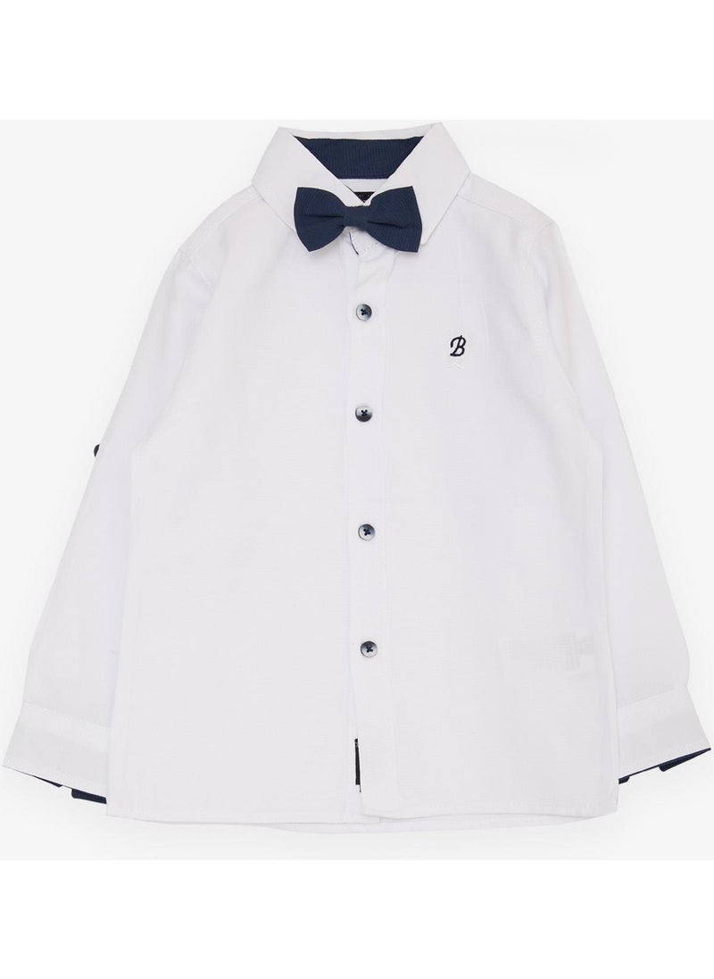 Breeze Girls & Boys Baby Boy Shirt Buttoned Bow Tie 9 Months - 3 Years, White  - Image 1