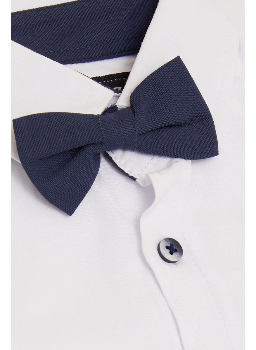 Breeze Girls & Boys Baby Boy Shirt Buttoned Bow Tie 9 Months - 3 Years, White  - Image 3