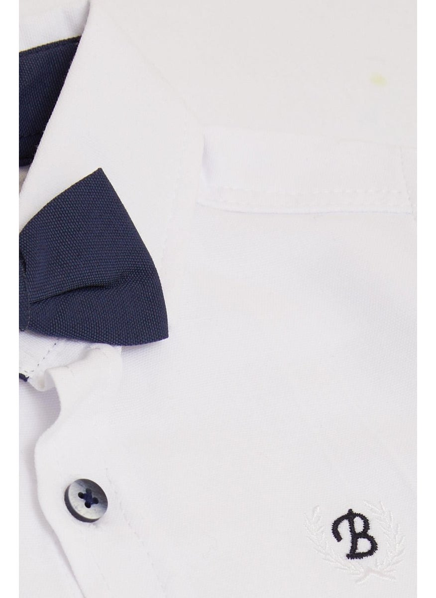 Breeze Girls & Boys Baby Boy Shirt Buttoned Bow Tie 9 Months - 3 Years, White  - Image 4