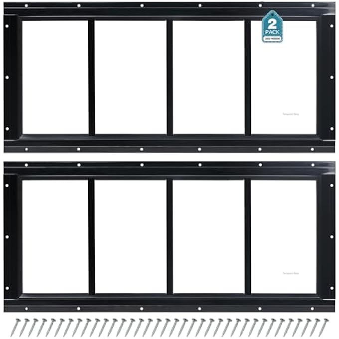 Shed Window 10X"23" 2 Pack Transom Window Fixed Design With Tempered Glass, Perfect For Shed, Chicken Coop, Barn, Greenhouse, Garage, Playhouse, Storage Room, Black - Image 2