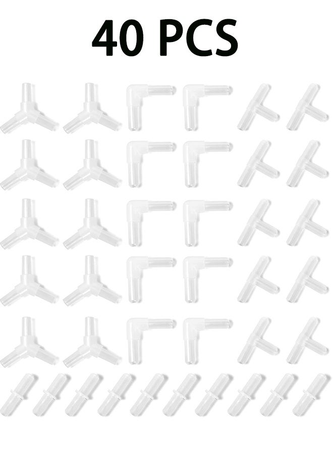 Aquarium Airline Tubing Connectors Plastic Inline Valve, Fish Tank Air Pump Connector, 40-Piece - Image 1