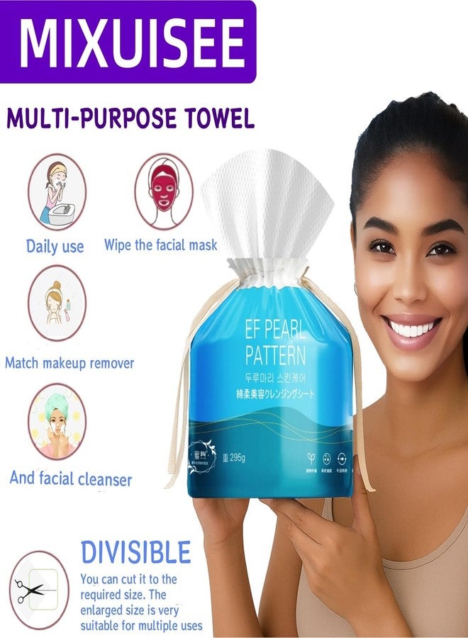 MIXUISEE مناديل وجه قابلة للاستخدام مرة واحدة، مناديل معلقة على الحائط من MIXUISEE. مناشف وجه قطنية لفة، سميكة جداً 150%، مناديل وجه، مناسبة لإزالة المكياج والتنظيف (سميكة 3 لفات، 216 قطعة) - Image 2