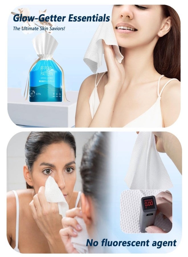 MIXUISEE مناديل وجه قابلة للاستخدام مرة واحدة، مناديل معلقة على الحائط من MIXUISEE. مناشف وجه قطنية لفة، سميكة جداً 150%، مناديل وجه، مناسبة لإزالة المكياج والتنظيف (سميكة 3 لفات، 216 قطعة) - Image 4