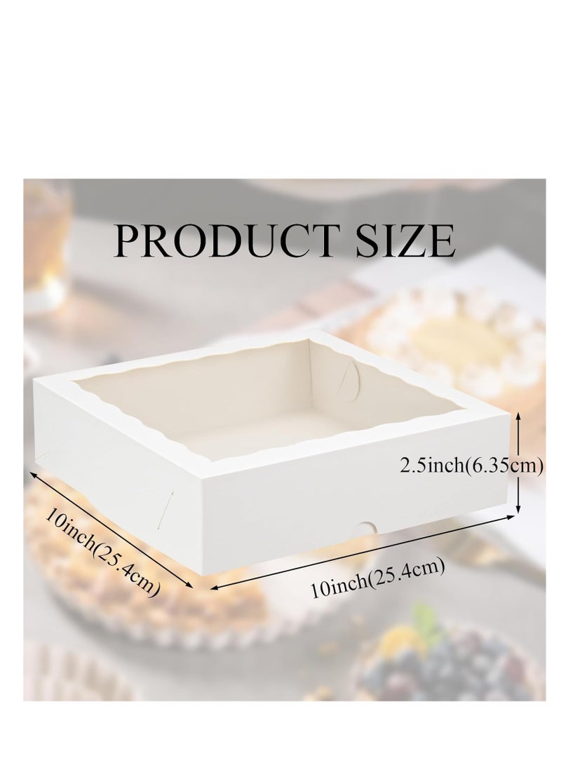 30PCS White Bakery Boxes with Window.10x10x2.5 Inches Pie Boxes for Chocolate Covered Strawberries, Macarons, Small treats and more - Image 2