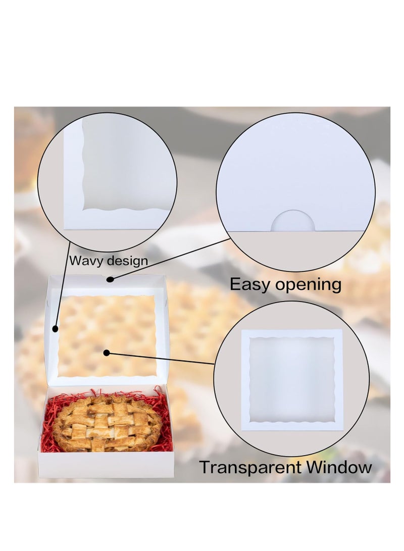30PCS White Bakery Boxes with Window.10x10x2.5 Inches Pie Boxes for Chocolate Covered Strawberries, Macarons, Small treats and more - Image 3