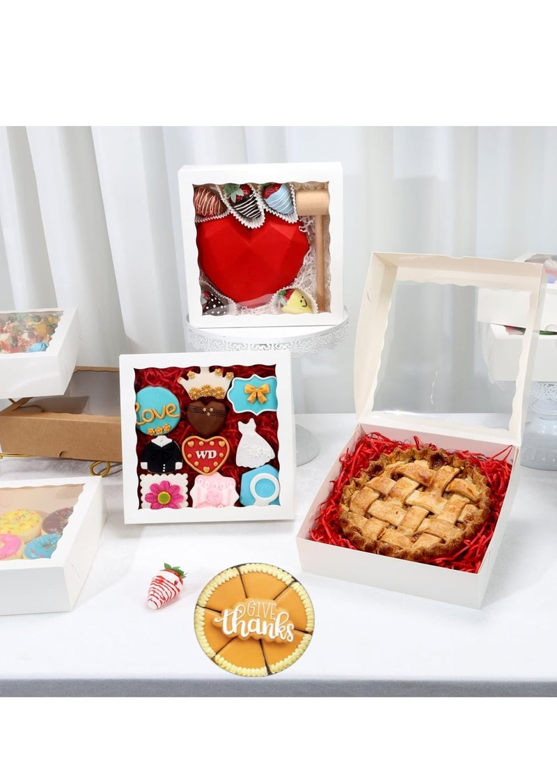 30PCS White Bakery Boxes with Window.10x10x2.5 Inches Pie Boxes for Chocolate Covered Strawberries, Macarons, Small treats and more - Image 4