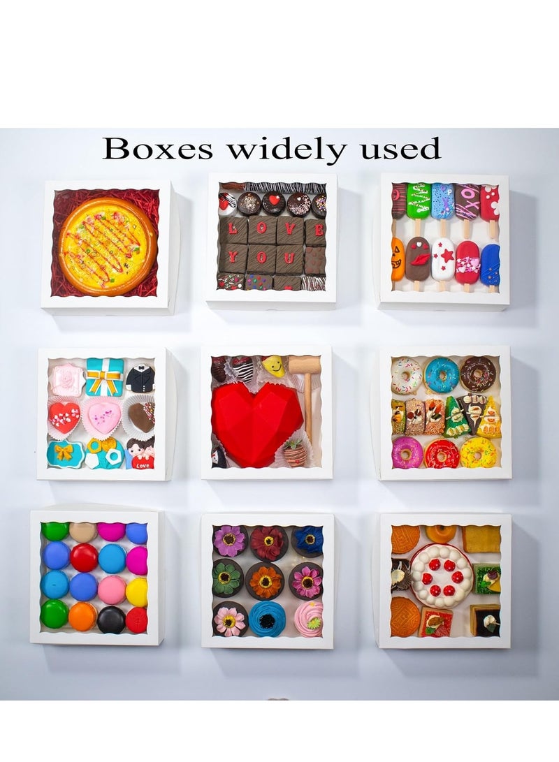30PCS White Bakery Boxes with Window.10x10x2.5 Inches Pie Boxes for Chocolate Covered Strawberries, Macarons, Small treats and more - Image 5