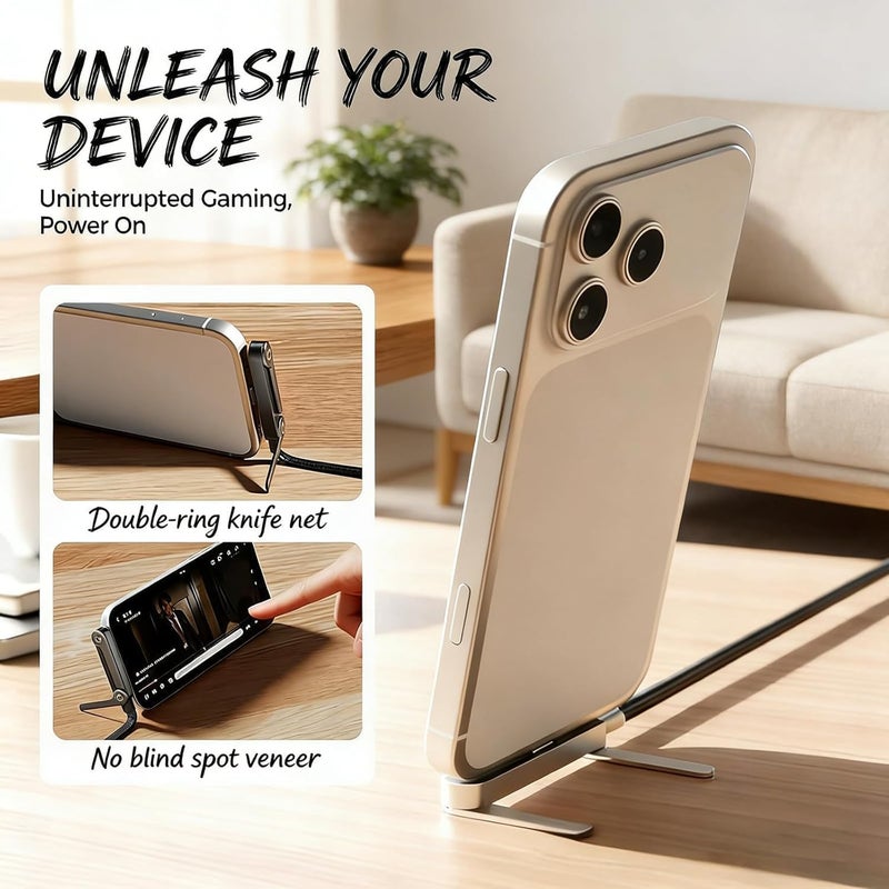 1.5 M 240W Braided Fast Charge Cable with Built-in Phone Stand, 2026 New T-Shaped Durable USB-C to USB-C Charger Cord, Charging Cord with Foldable Phone Holder - Image 5