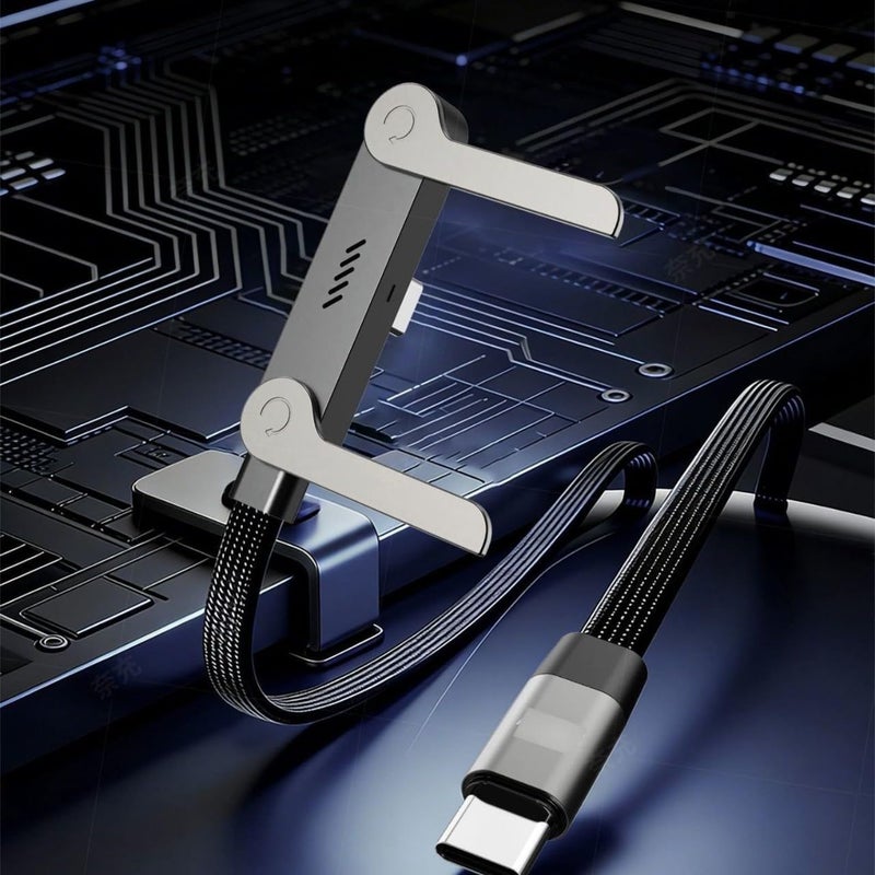 1.5 M 240W Braided Fast Charge Cable with Built-in Phone Stand, 2026 New T-Shaped Durable USB-C to USB-C Charger Cord, Charging Cord with Foldable Phone Holder - Image 2
