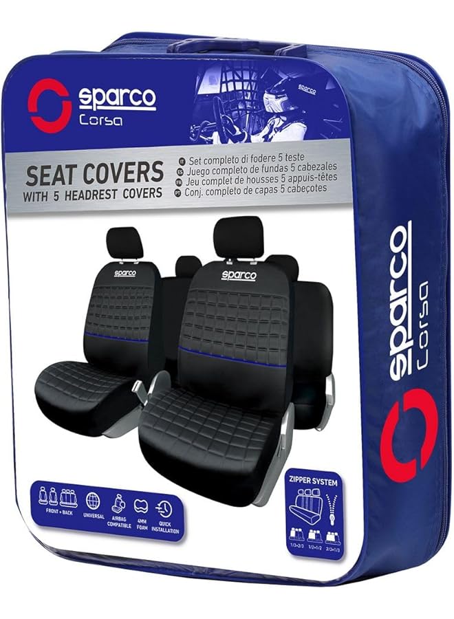 Sparco Universal Seat Cover Lazio Set Black/Blue Spc1042Az - Image 3