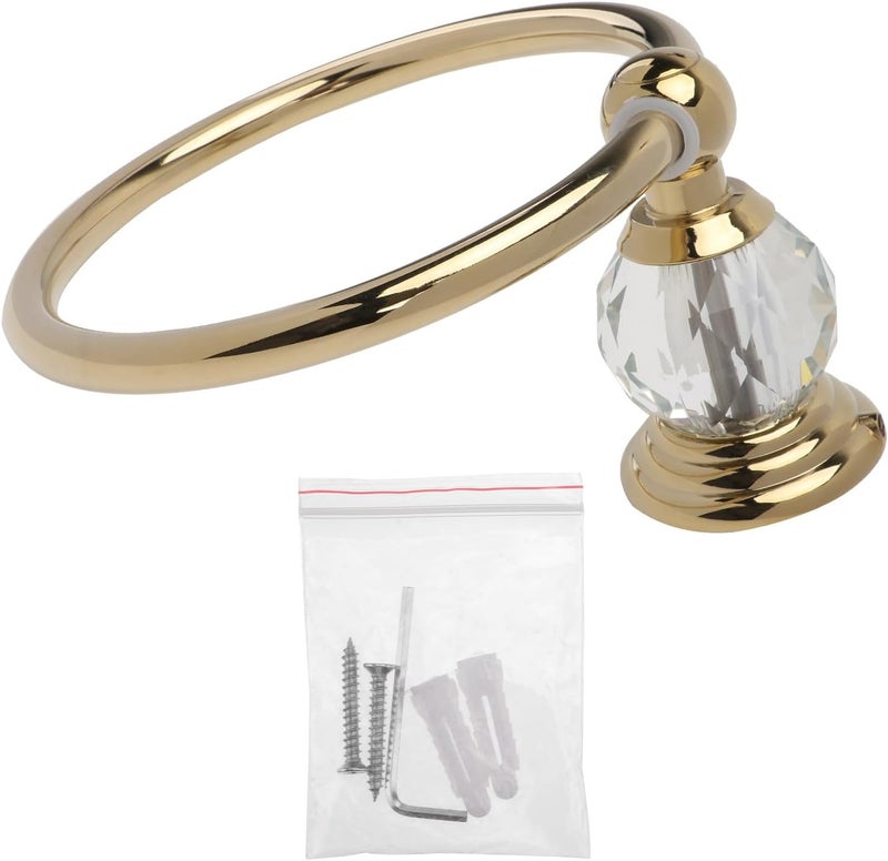 Golden Stainless Steel Bathroom Towel Ring Wall Mounted Towel Holder Round Rack for Household Bath Accessories - Image 1