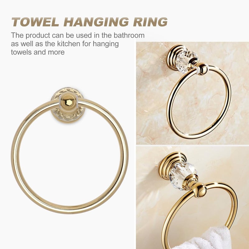 Golden Stainless Steel Bathroom Towel Ring Wall Mounted Towel Holder Round Rack for Household Bath Accessories - Image 4