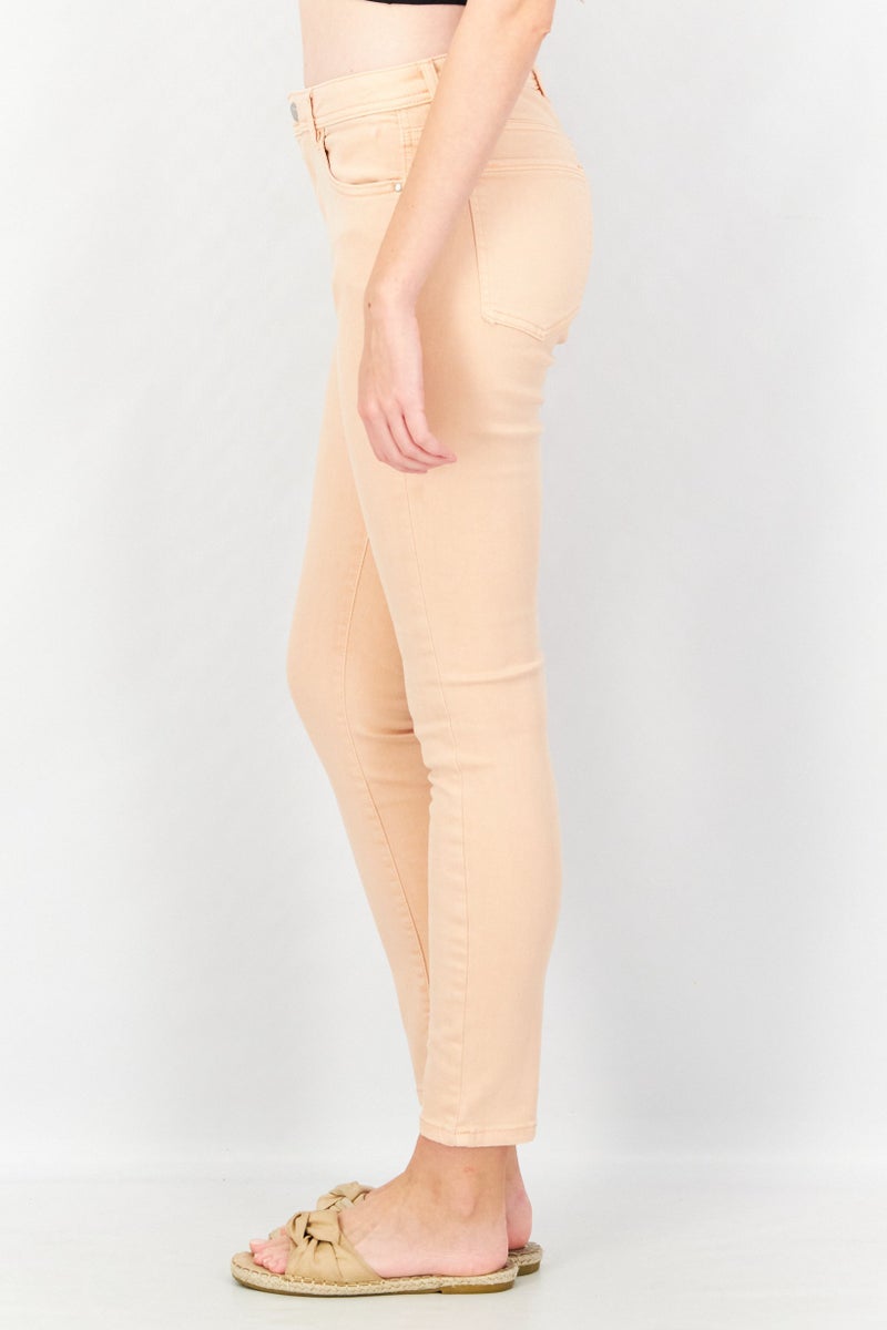 EDC Women Skinny Fit Solid Jeans, Pink - Image 3