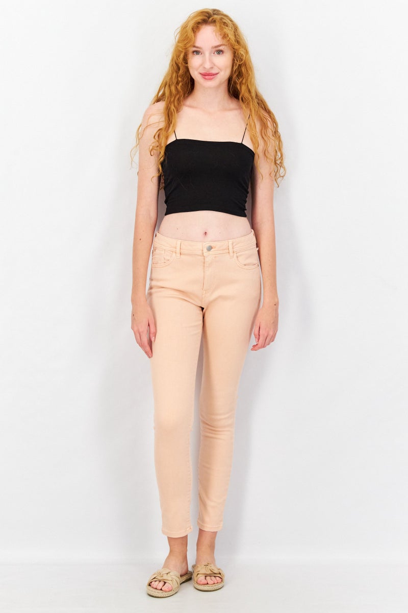EDC Women Skinny Fit Solid Jeans, Pink - Image 4