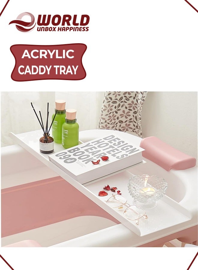 Eworld Acrylic Bathtub Caddy Tray for Party, Vanity, Office, and Bathroom Storage Capabilities, Perfect for Organizing Perfume, Coffee, Food, Spa and Luxury Bath Essentials - Image 1