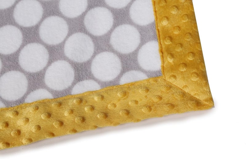 Bacati Grey Ikat Dots with Border Plush Blanket, Grey/Yellow, 30" x 40" - Image 4