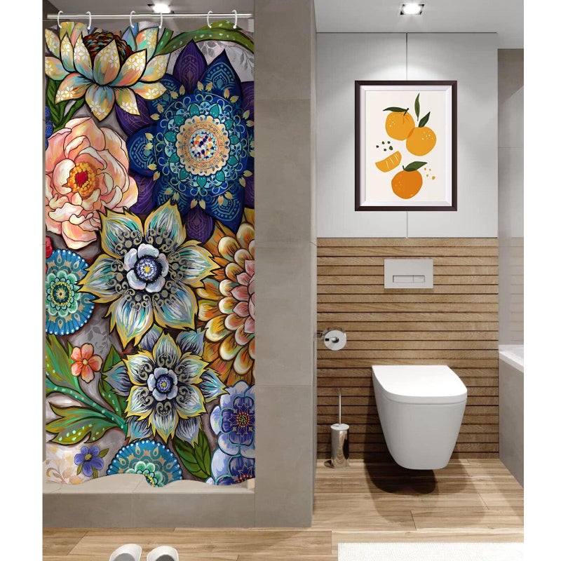 Neasow ستائر دش الأزهار NEASOW BOHO للحمام ساطع النسيج الستار دش Multi 36 "؟ 72" " - Image 4