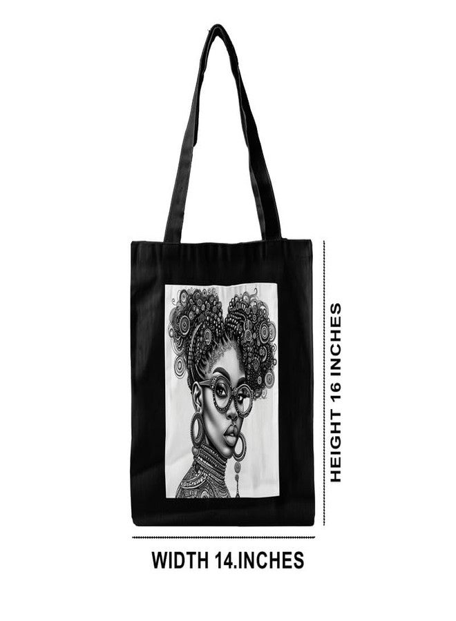 PrintingZone Canvas Tote Bag Aesthetic Reusable Cotton Bags for Women Ladies Girls for School, College, Office, Travel Large Printed Design Eco-Friendly Shopping Bag for Everyday Use(BTB-84)(BTB-84) - Image 5