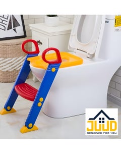 Juud Juud 2 in 1 Adjustable Potty Training Seat with Step Stool Ladder for Kids Comfortable Non-Slip Toilet Seat for Boys and Girls Foldable Toddler Toilet Training Seat with Handle and Anti-Slip Pads  - Image 4