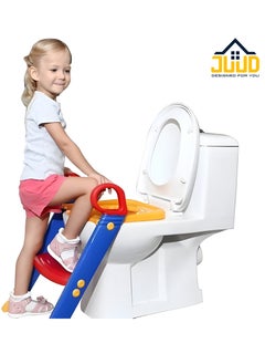 Juud Juud 2 in 1 Adjustable Potty Training Seat with Step Stool Ladder for Kids Comfortable Non-Slip Toilet Seat for Boys and Girls Foldable Toddler Toilet Training Seat with Handle and Anti-Slip Pads  - Image 1