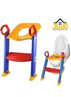 Juud Juud 2 in 1 Adjustable Potty Training Seat with Step Stool Ladder for Kids Comfortable Non-Slip Toilet Seat for Boys and Girls Foldable Toddler Toilet Training Seat with Handle and Anti-Slip Pads  - Image 2