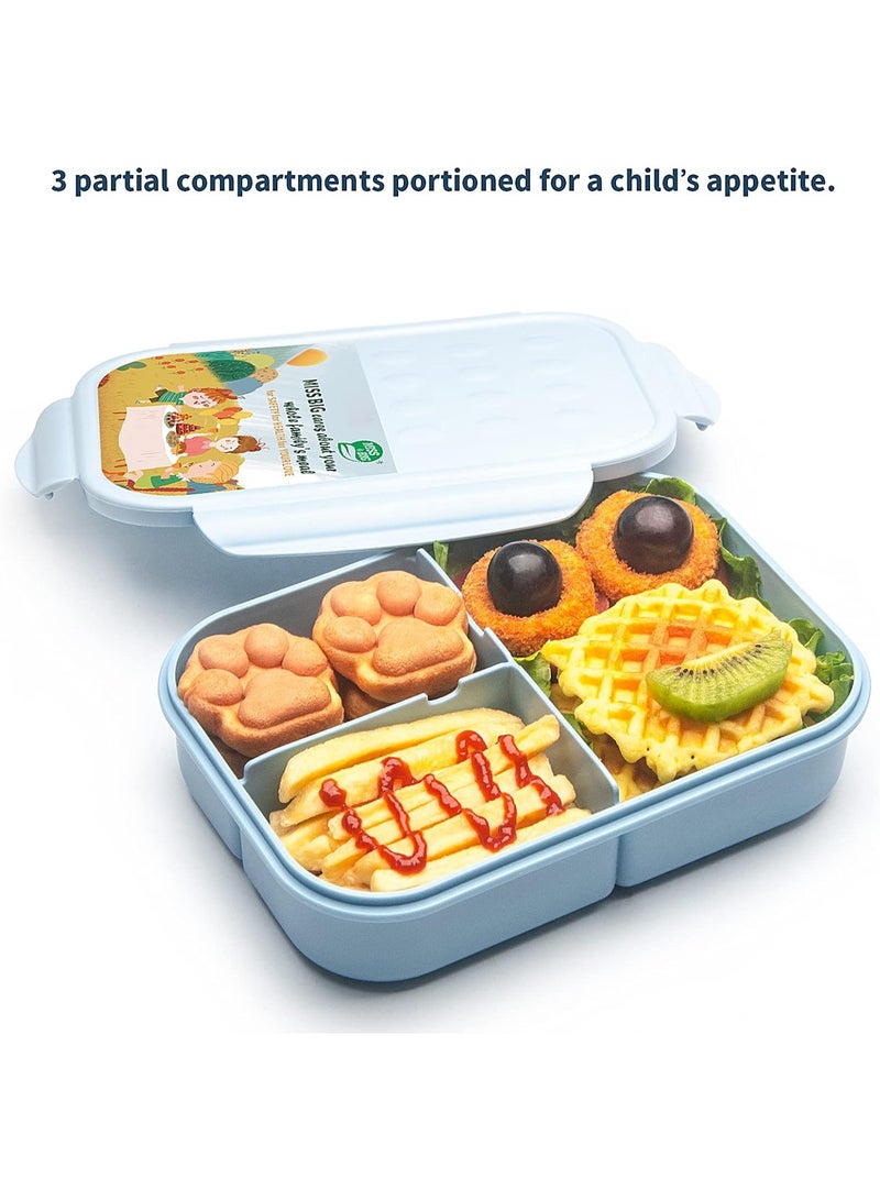 MISS BIGÂ® Bento Box,Bento Box for Kids,Lunch Box Kids,Leakproof Kid Lunch Box,Lunch Containers No BPAs and Chemical Dyes,M/W,D/W & Fridge Safe(1150ml Blue) - Image 2