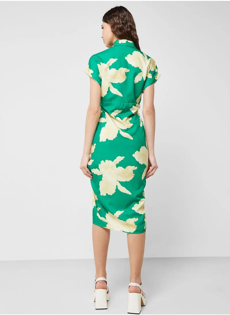 Ginger Belted Floral Printed Dress