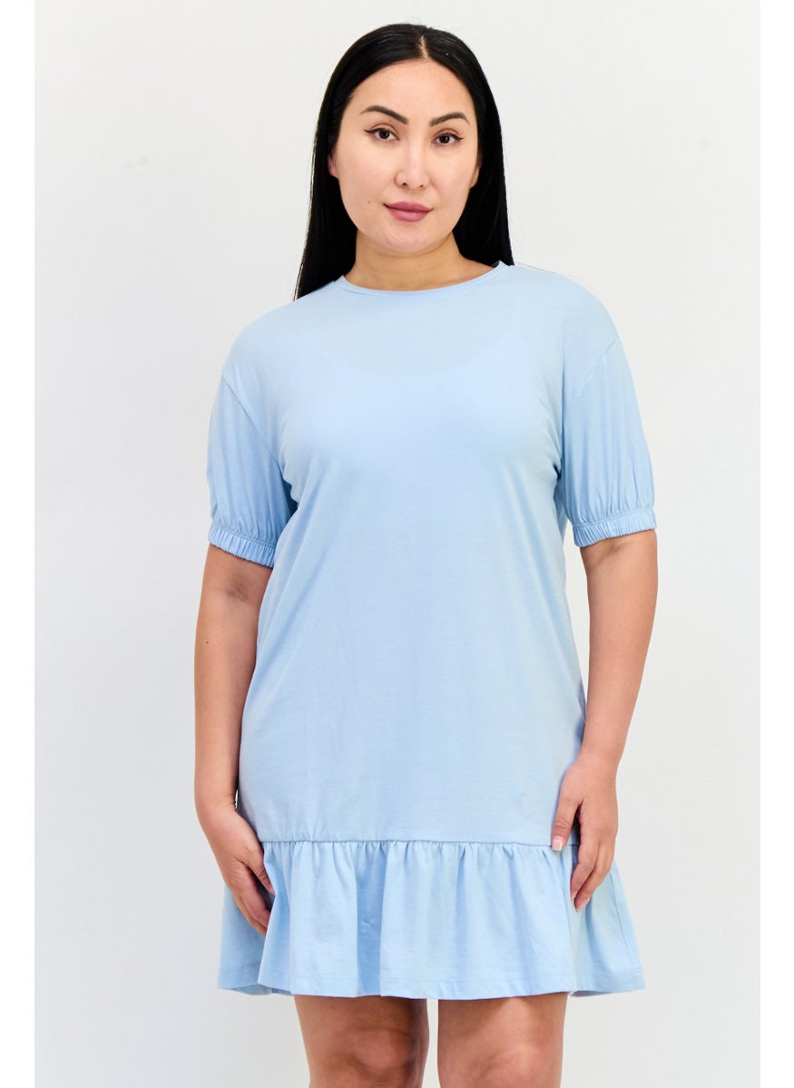 ONLY Women Solid Casual Mini Dress, Light Blue  - Image 1