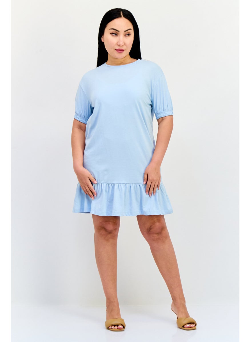 ONLY Women Solid Casual Mini Dress, Light Blue  - Image 4