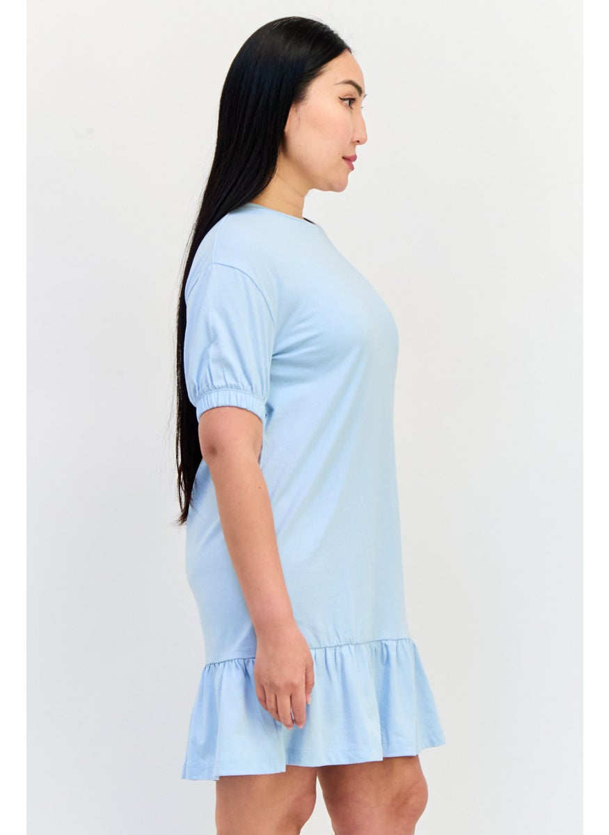 ONLY Women Solid Casual Mini Dress, Light Blue  - Image 2