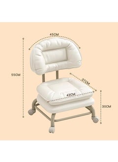 Juflix Juflix Low Pulley Stool with Backrest Universal Wheel Rolling Stool Comfortable Padded Faux Leather Seat Square Movable Rotatable Small Stool Grey  - Image 2