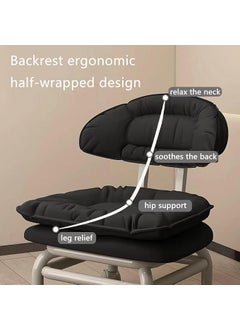 Juflix Juflix Low Pulley Stool with Backrest Universal Wheel Rolling Stool Comfortable Padded Faux Leather Seat Square Movable Rotatable Small Stool Grey  - Image 3