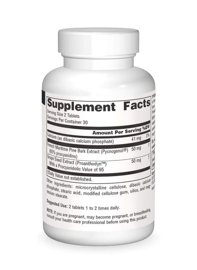 Pycnogenol & Grape Seed Extract 50 Mg Dietary Supplement 60 Tablets