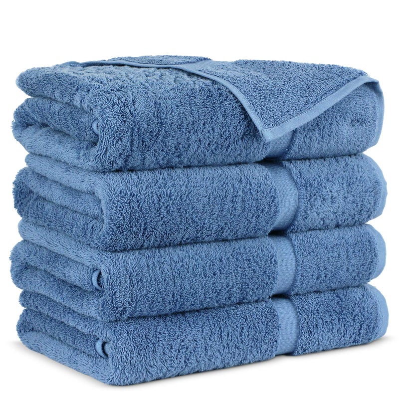 Towel Bazaar Premium Cotton Super Soft and Absorbent Turkish Towels 4Piece Bath Towels Wedgewood