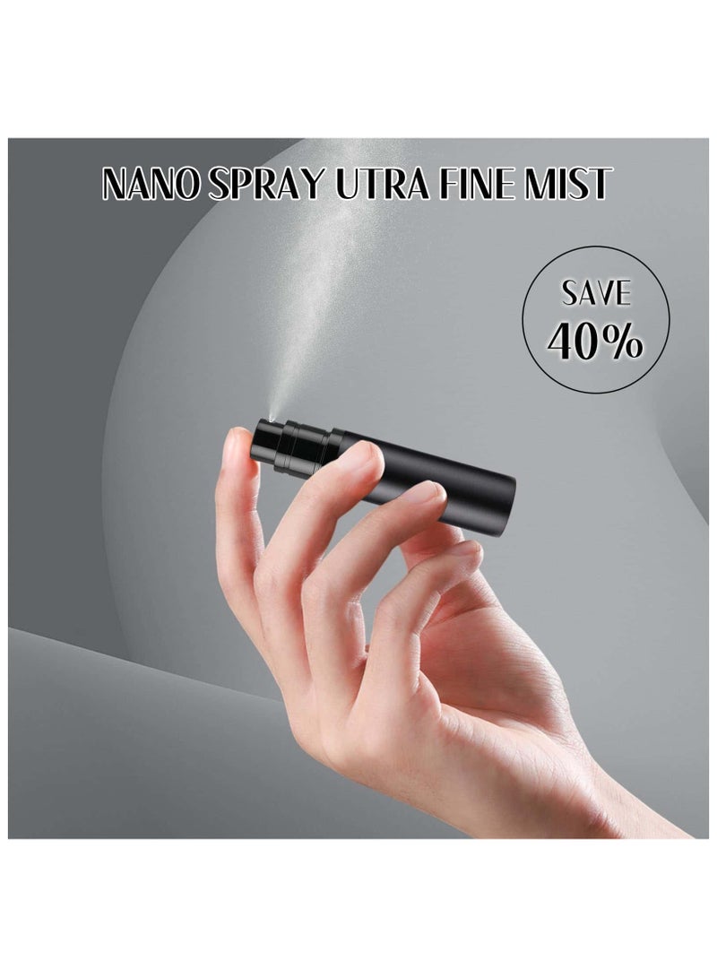 Anmi T2pcs Portable Travel Refillable Spray Bottles 5ML, Bottom Refill (Black+Gold) - Image 2