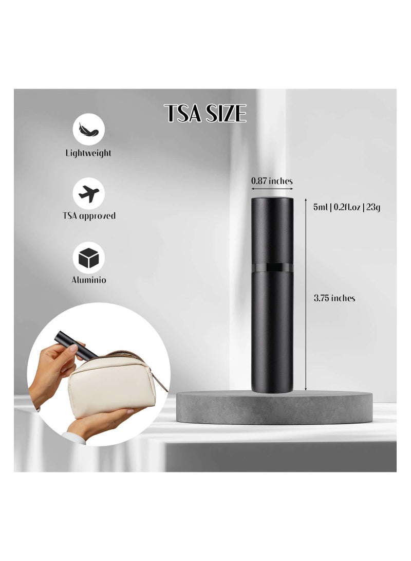 Anmi T2pcs Portable Travel Refillable Spray Bottles 5ML, Bottom Refill (Black+Gold) - Image 4