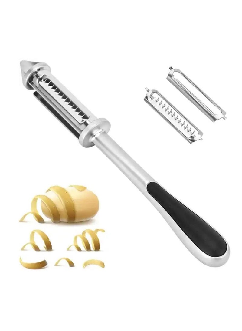 KASTWAVE All In One Vegetable Peeler, 3 and 1 Vegetable and Fruit Peeler, All-In-One Vegetable Cutter, Slicer, Grater, And Peeler Tool,Premium Stainless Steel Corn Thresher with Ergonomic Handle - Image 2